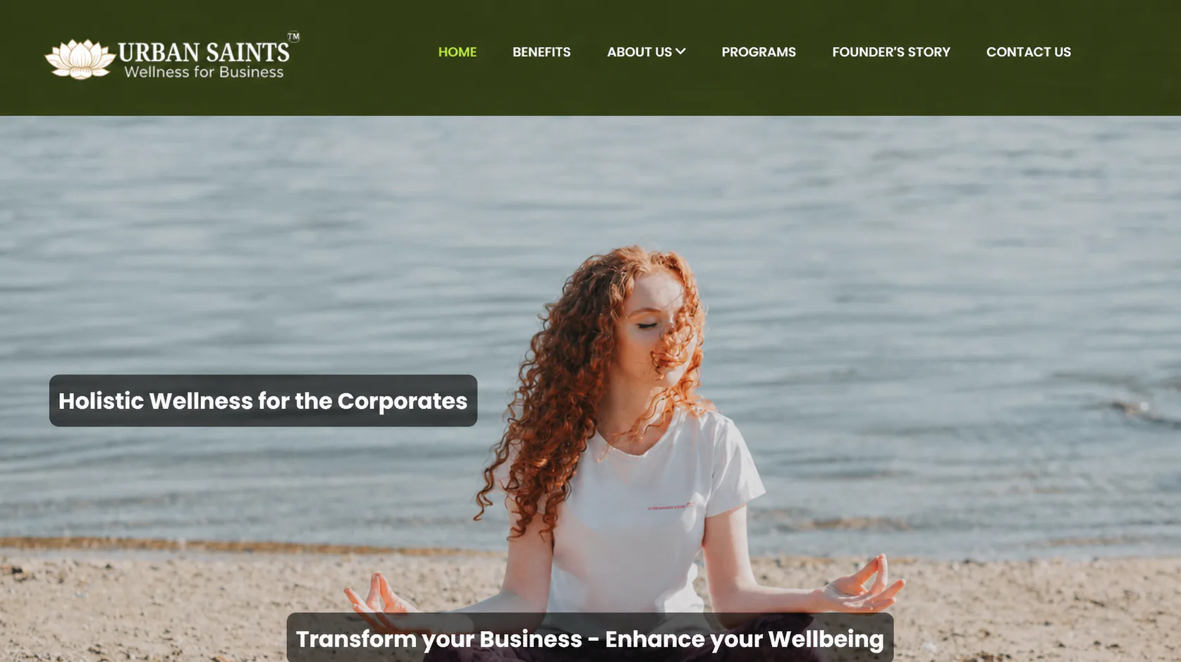Urban Saints corporate wellness website home page